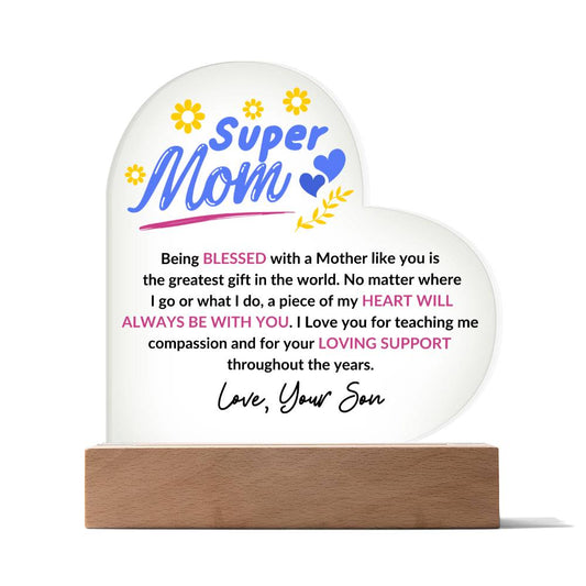 Super Mom | Love, Your Son | Heart Acrylic Plaque