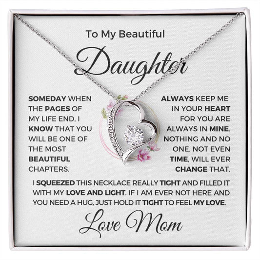 [ALMOST SOLD OUT] To my beautiful daughter "Always keep me in your heart" Love Mom | Forever Love Necklace