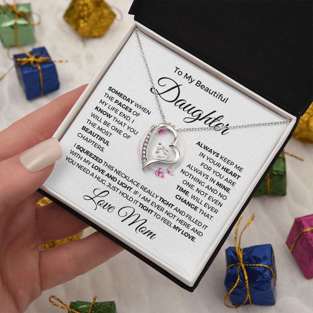 [ALMOST SOLD OUT] To my beautiful daughter "Always keep me in your heart" Love Mom | Forever Love Necklace