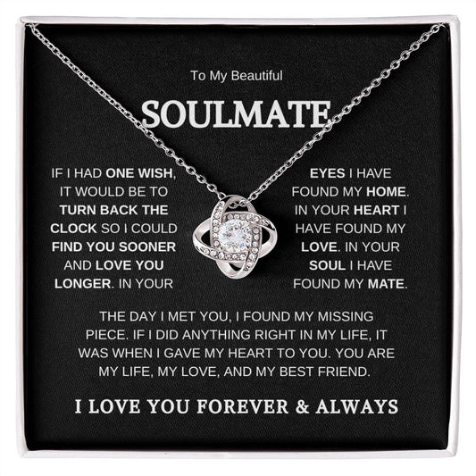 To My Beautiful Soulmate | I Love You Forever | Love Knot Necklace