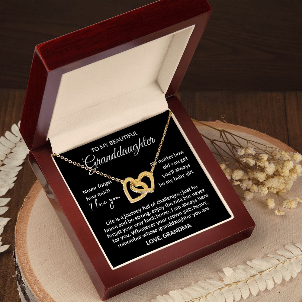To my Granddaughter | Life is a journey | from Grandma | Interlocking hearts necklace