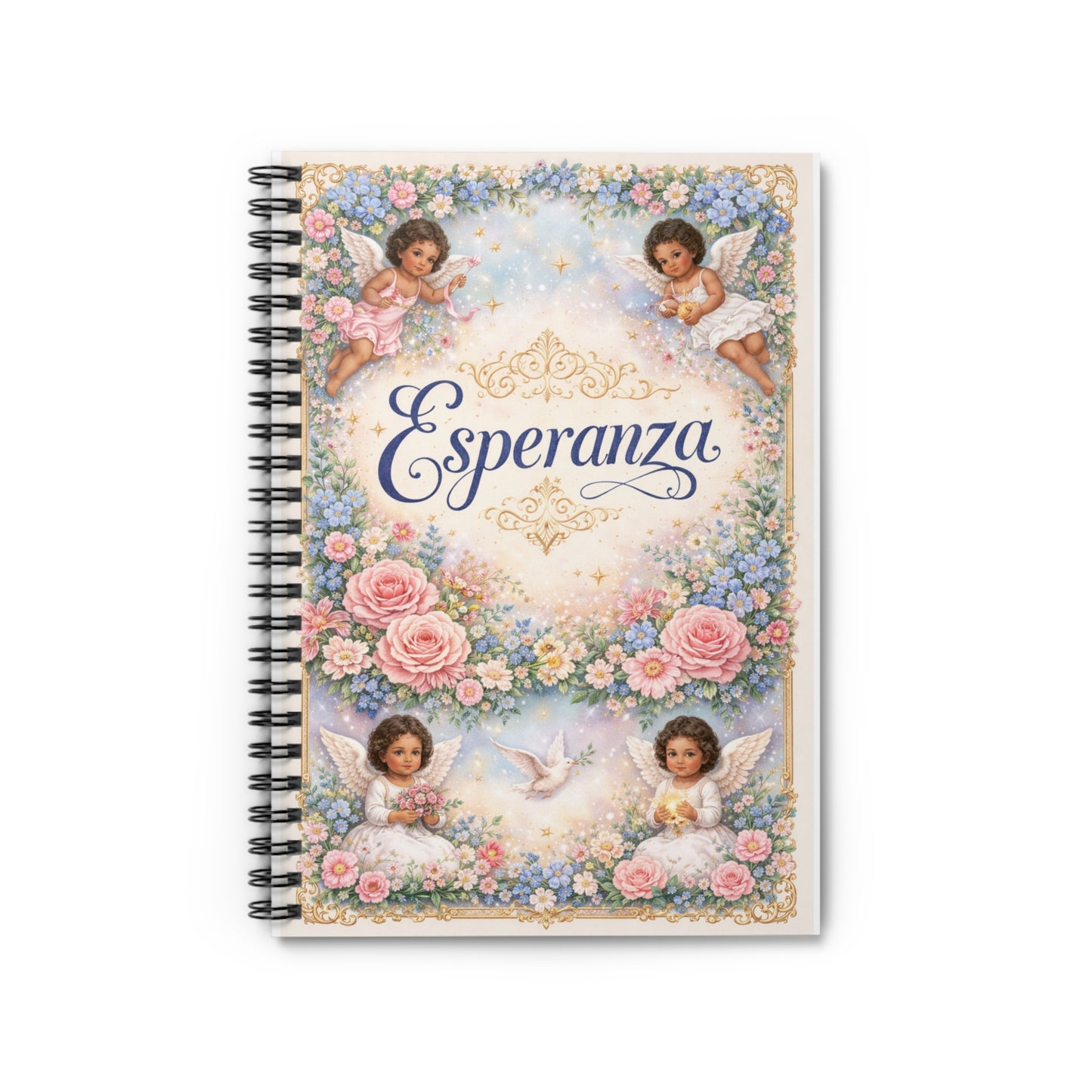 Esperanza Floral Angel Spiral Notebook — Ruled Journal for Prayer, Hope & Inspirational Notes
