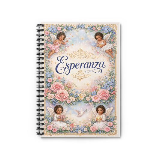 Esperanza Floral Angel Spiral Notebook — Ruled Journal for Prayer, Hope & Inspirational Notes