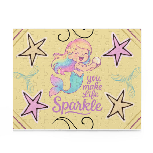 Snow Mermaid Puzzle – "You Make Life Sparkle" Jigsaw (120/252/500-Piece)