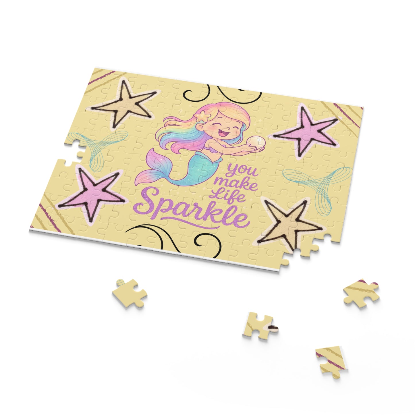 Snow Mermaid Puzzle – "You Make Life Sparkle" Jigsaw (120/252/500-Piece)