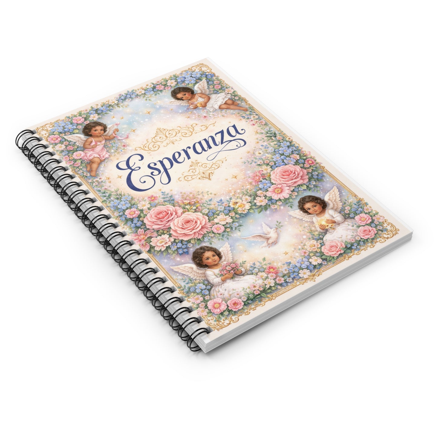 Esperanza Floral Angel Spiral Notebook — Ruled Journal for Prayer, Hope & Inspirational Notes