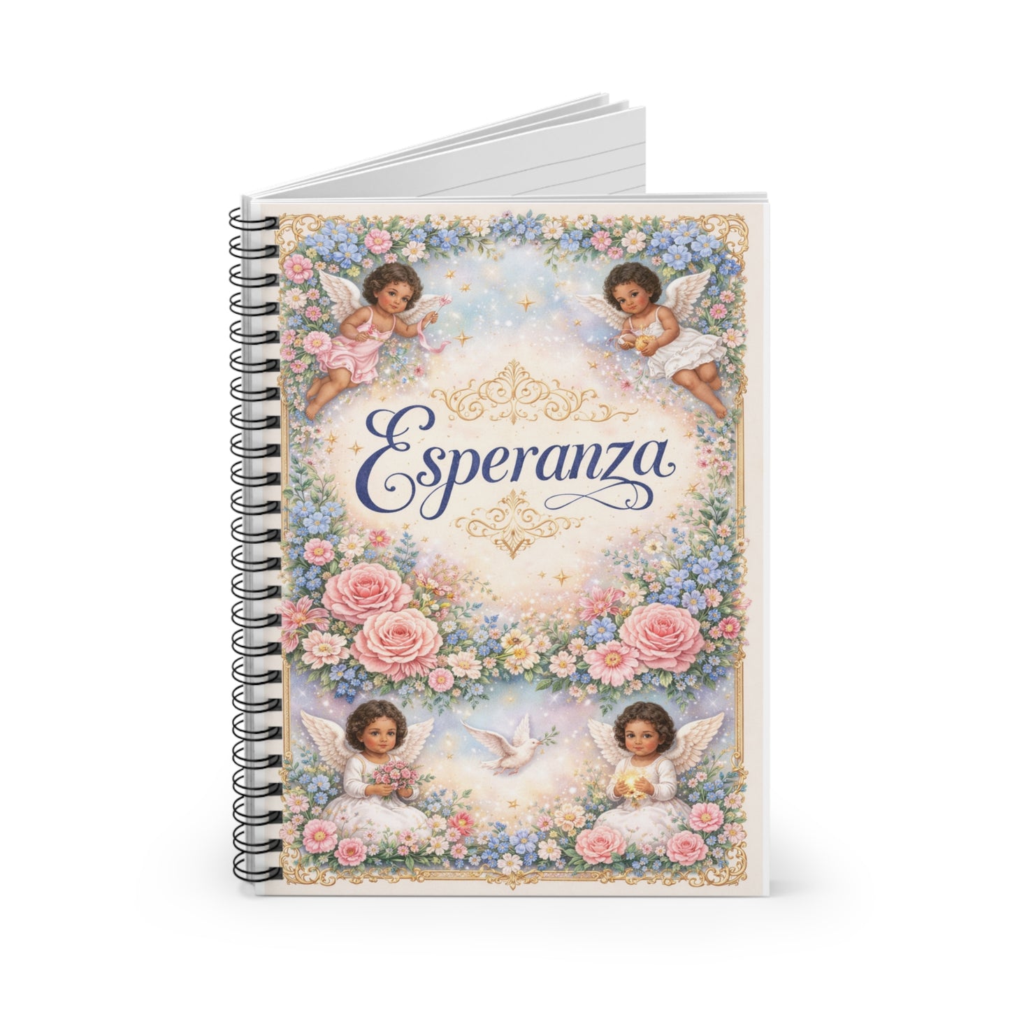 Esperanza Floral Angel Spiral Notebook — Ruled Journal for Prayer, Hope & Inspirational Notes