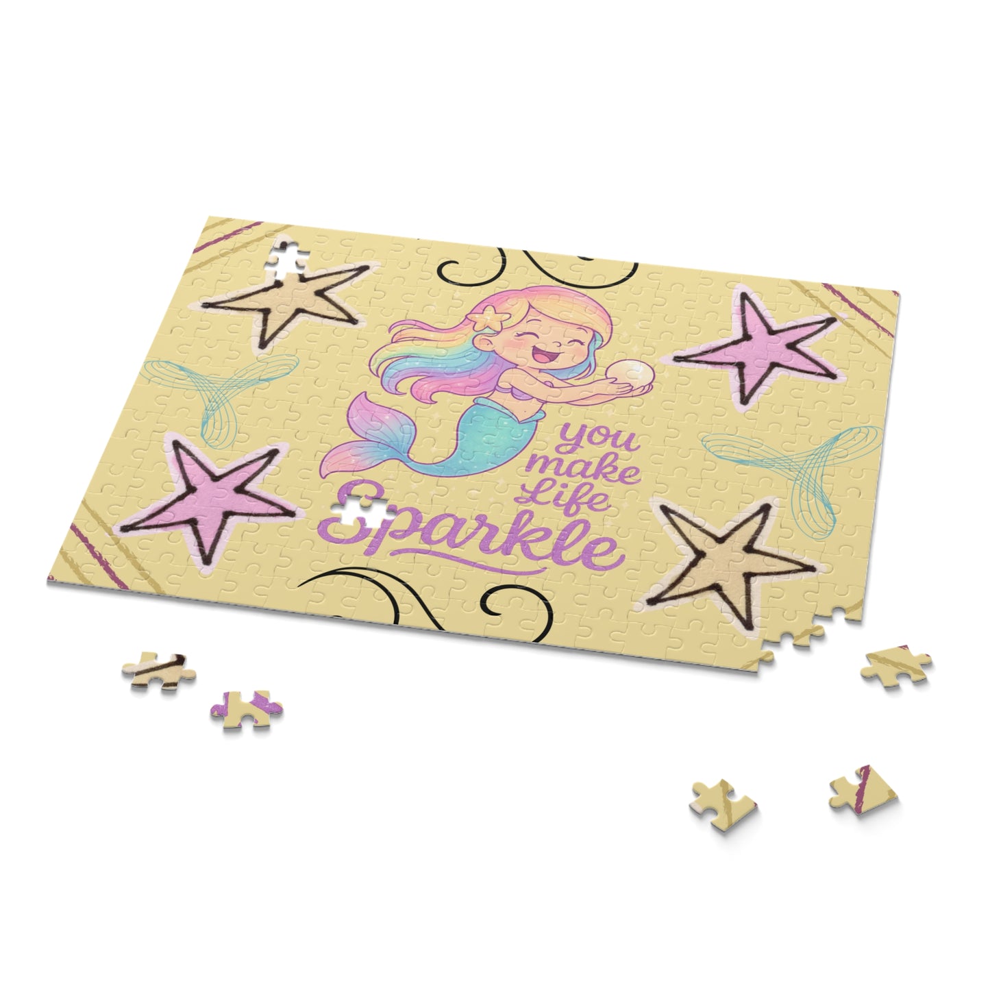 Snow Mermaid Puzzle – "You Make Life Sparkle" Jigsaw (120/252/500-Piece)