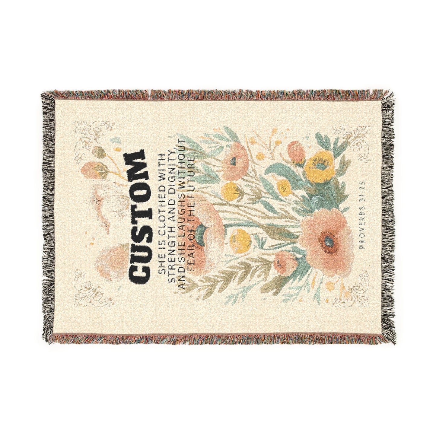 Custom Woven Blanket - Cozy Decor, Gift for Home, Personalized Throw, Floral Design, Warm Home Accents, Unique Housewarming Gift