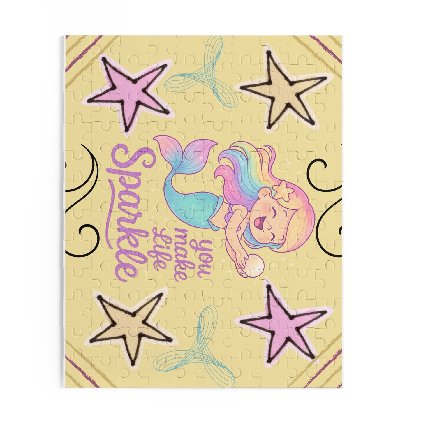 Snow Mermaid Puzzle – "You Make Life Sparkle" Jigsaw (120/252/500-Piece)