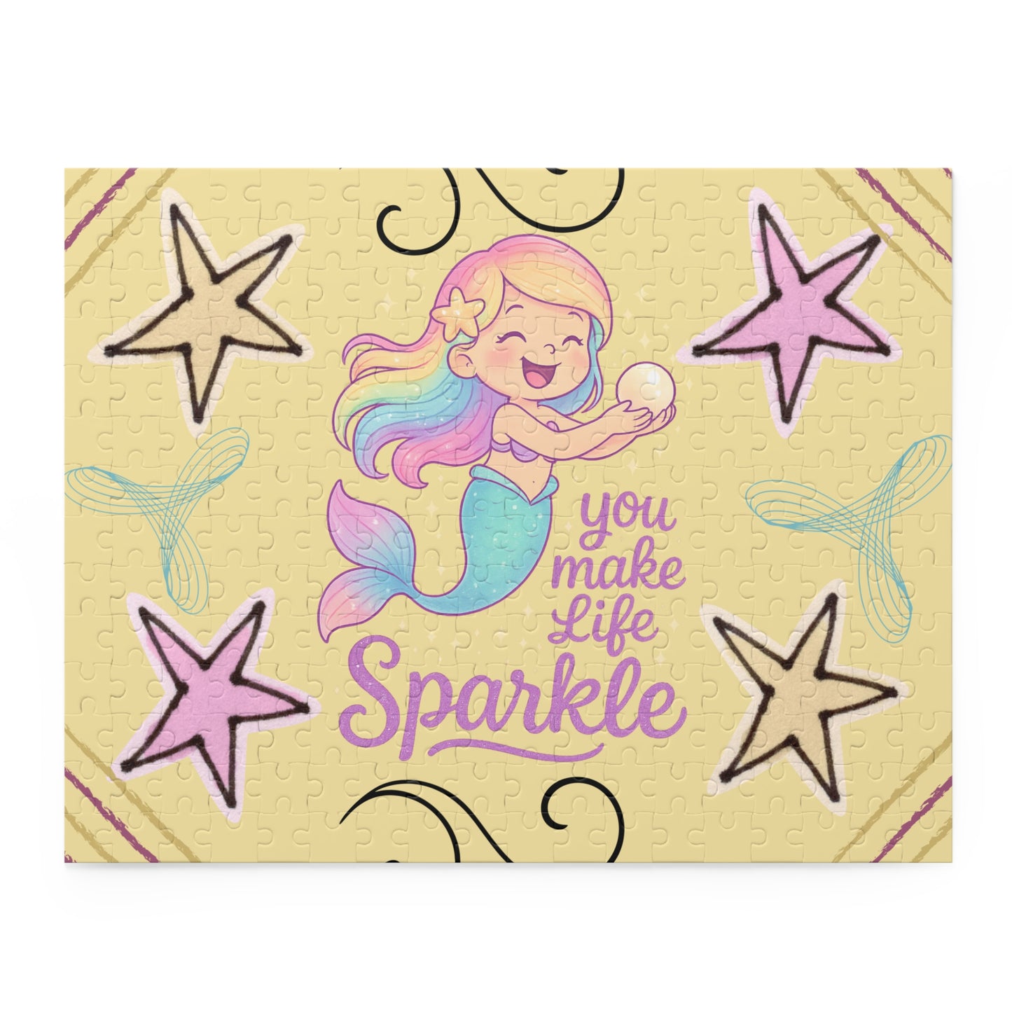 Snow Mermaid Puzzle – "You Make Life Sparkle" Jigsaw (120/252/500-Piece)