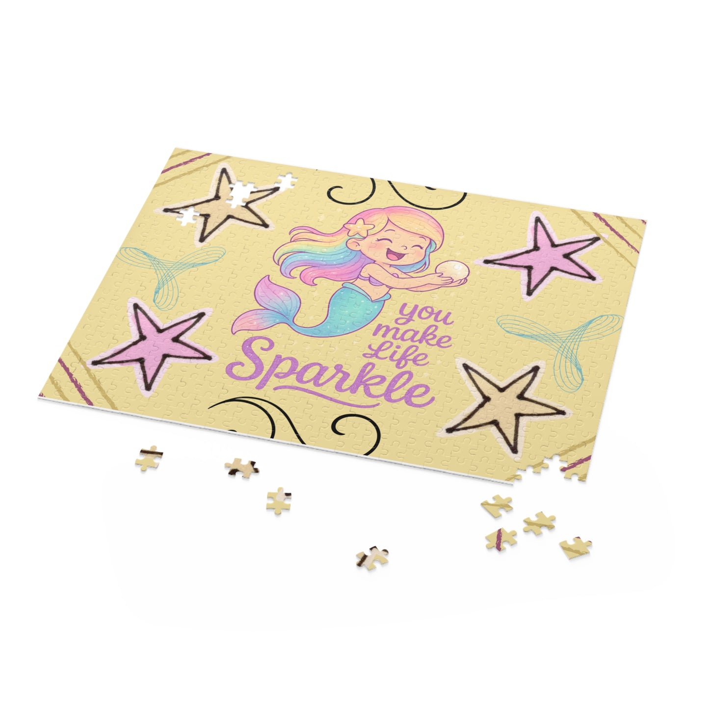 Snow Mermaid Puzzle – "You Make Life Sparkle" Jigsaw (120/252/500-Piece)