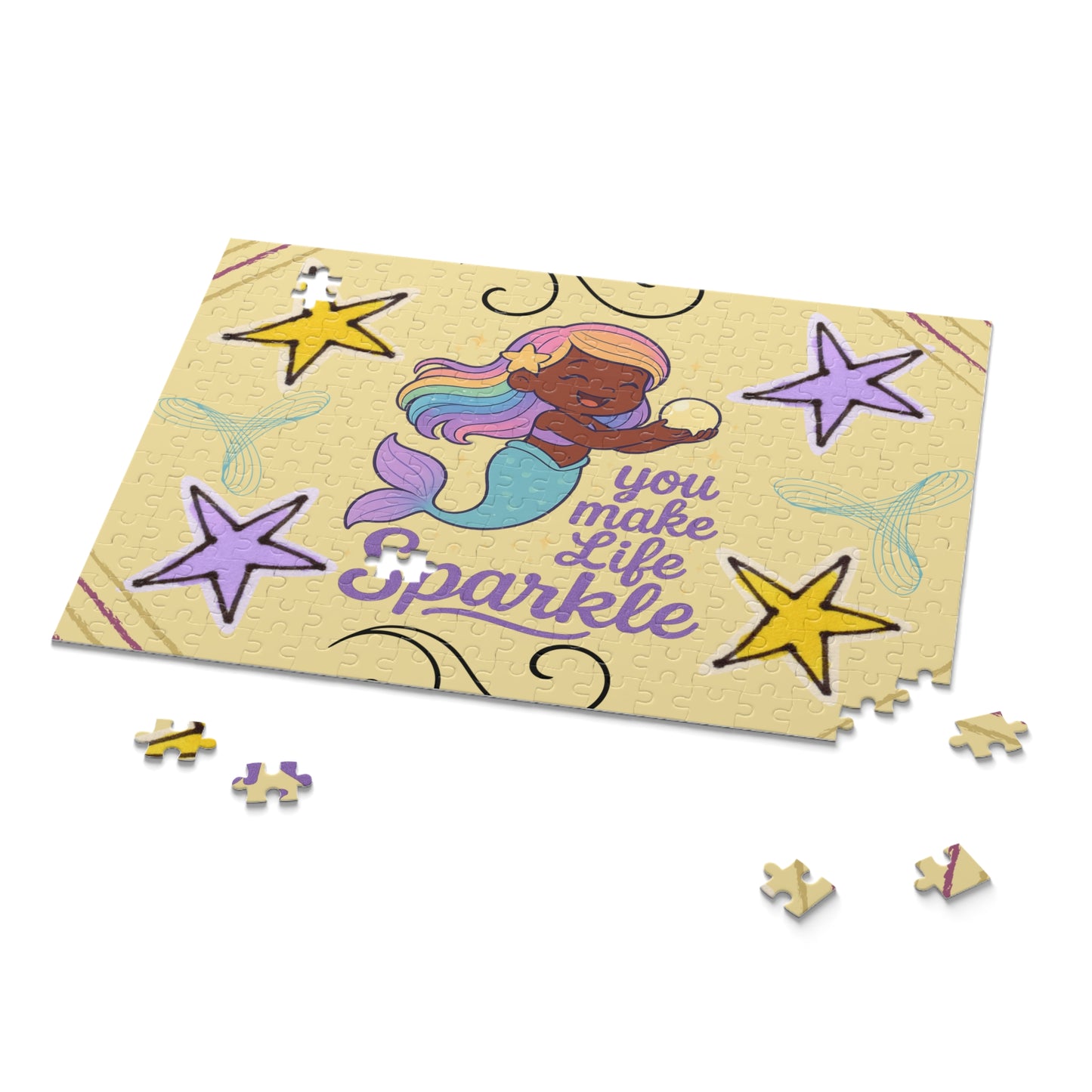 Coco Mermaid Puzzle — "You Make Life Sparkle" Inspirational Jigsaw (120/252/500 pcs)