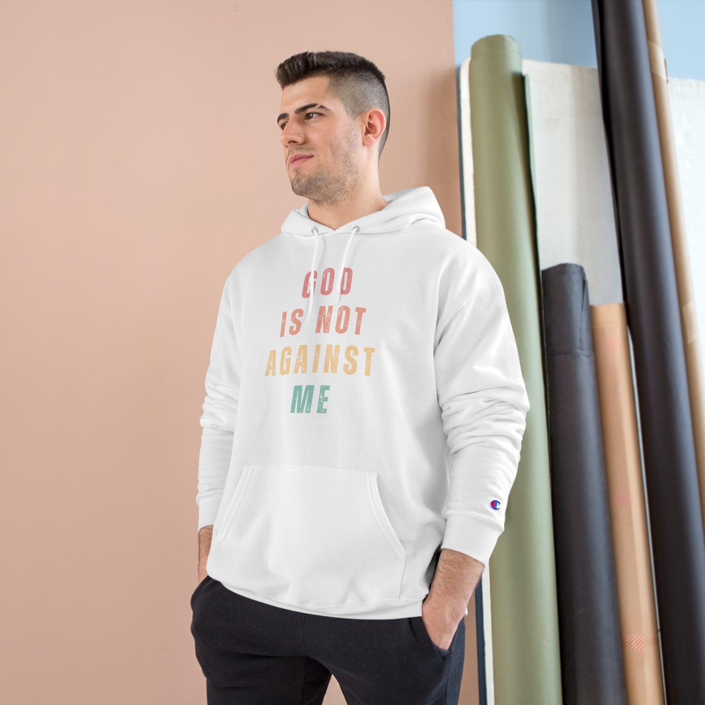 God IS NOT AGAINST ME Champion Hoodie