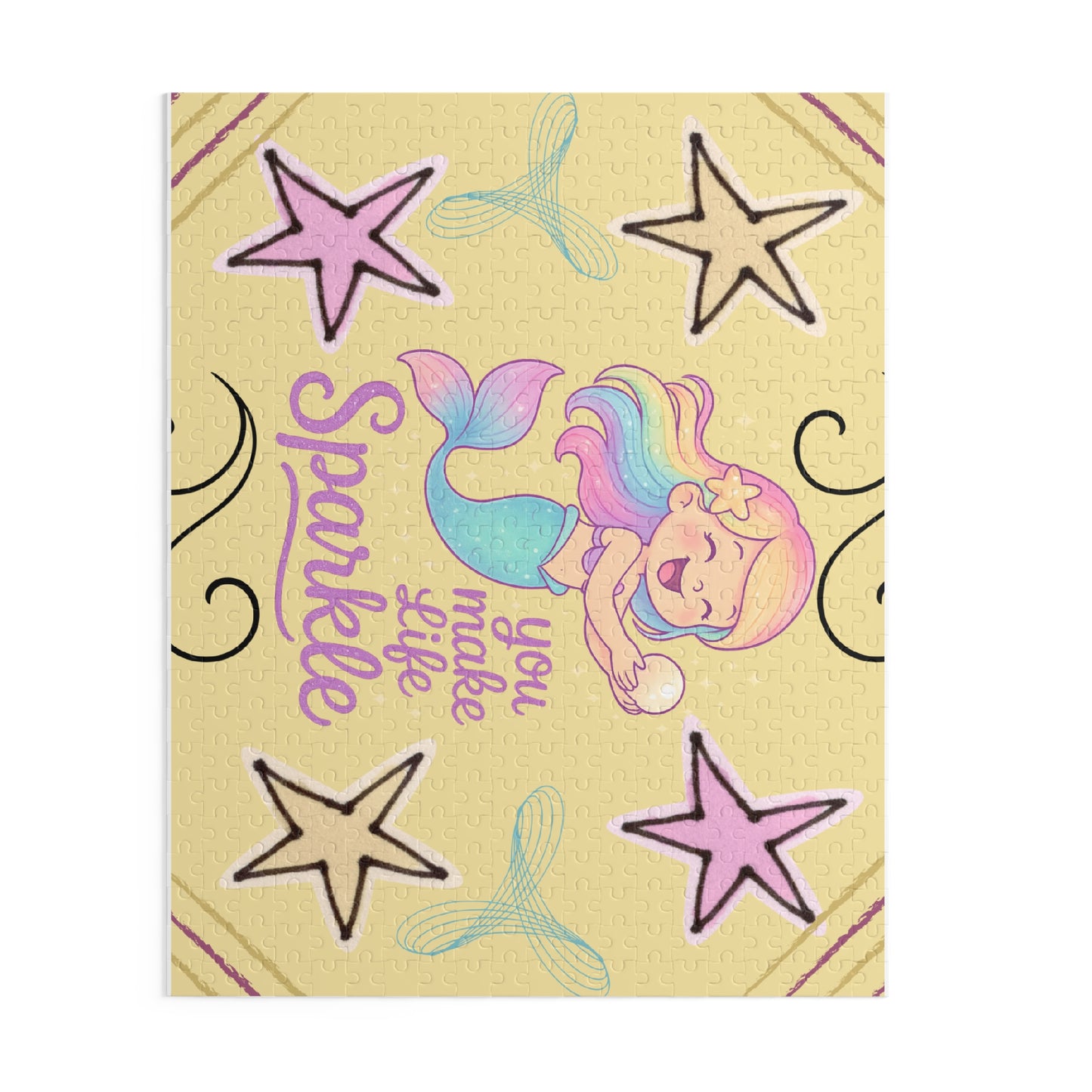 Snow Mermaid Puzzle – "You Make Life Sparkle" Jigsaw (120/252/500-Piece)