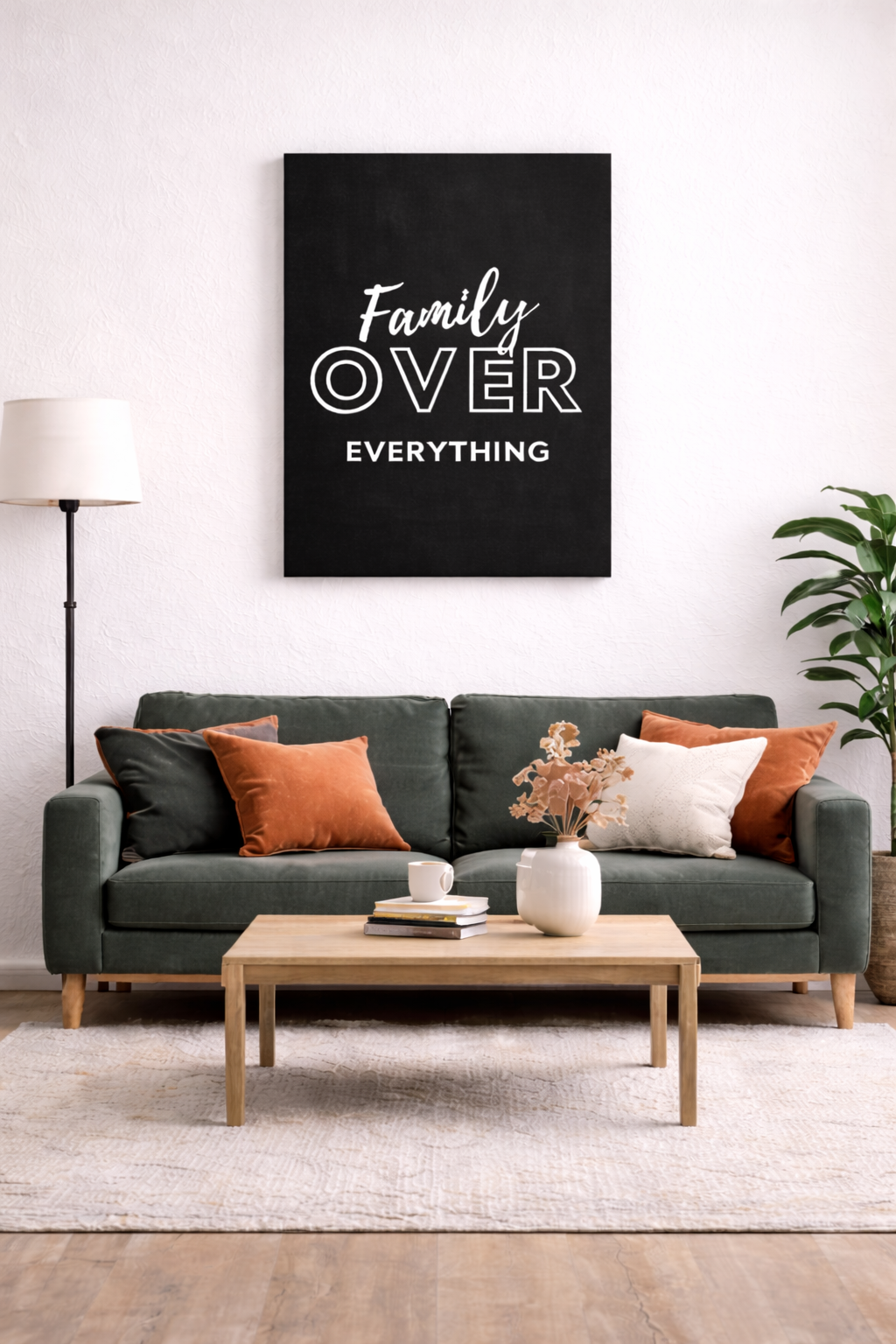 Family Over Everything Portrait Canvas 1.5in Frame
