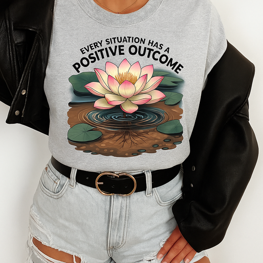 Positive Outcome Lotus Flower T-Shirt | Inspirational Graphic Tee