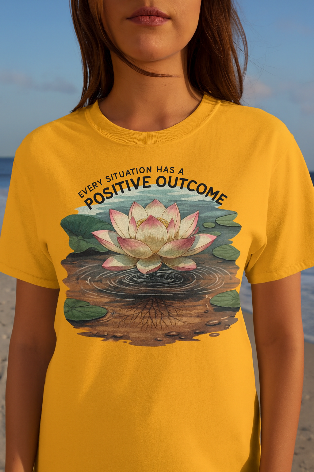 Positive Outcome Lotus Flower T-Shirt | Inspirational Graphic Tee