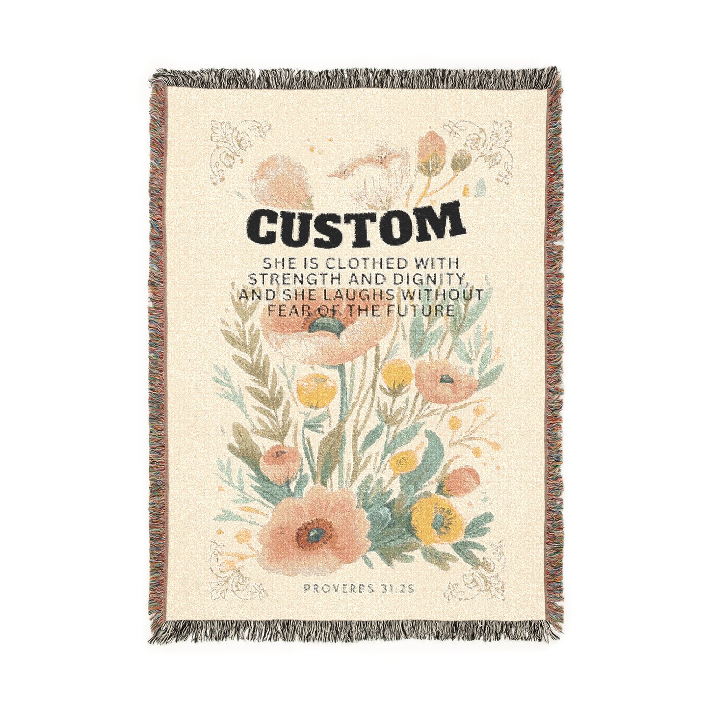 Custom Woven Blanket - Cozy Decor, Gift for Home, Personalized Throw, Floral Design, Warm Home Accents, Unique Housewarming Gift