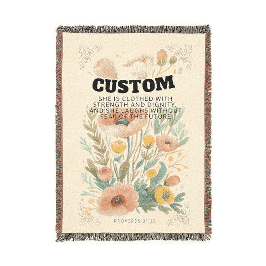 Custom Woven Blanket - Cozy Decor, Gift for Home, Personalized Throw, Floral Design, Warm Home Accents, Unique Housewarming Gift