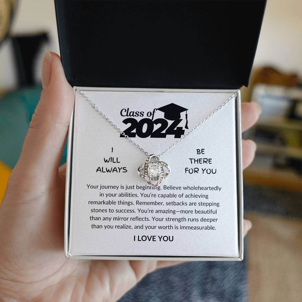 Class of 2024 - Worth is immeasurable - Graduation gift - Love knot Necklace