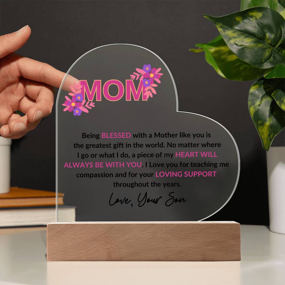 Mom | Love your Son | Heart Acrylic Plaque