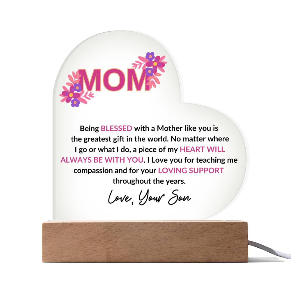 Mom | Love your Son | Heart Acrylic Plaque