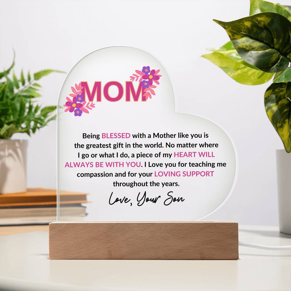 Mom | Love your Son | Heart Acrylic Plaque