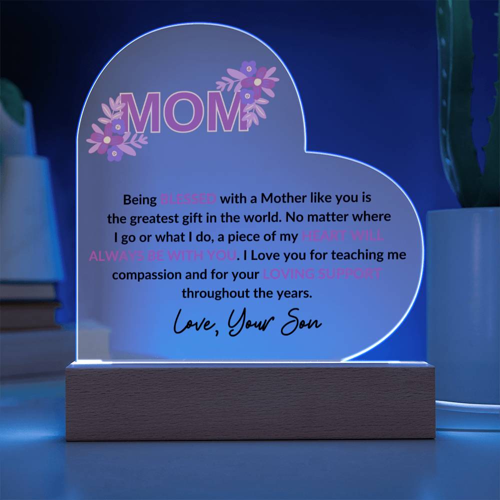 Mom | Love your Son | Heart Acrylic Plaque