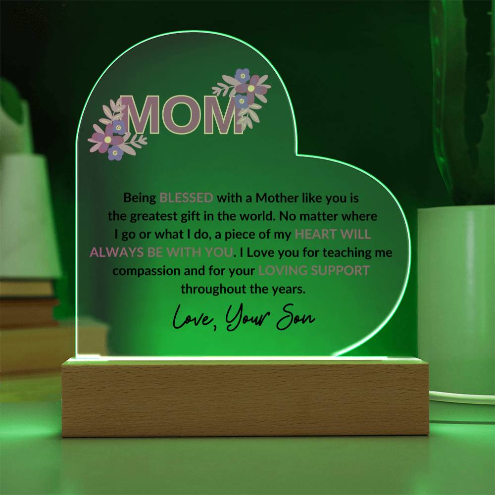 Mom | Love your Son | Heart Acrylic Plaque