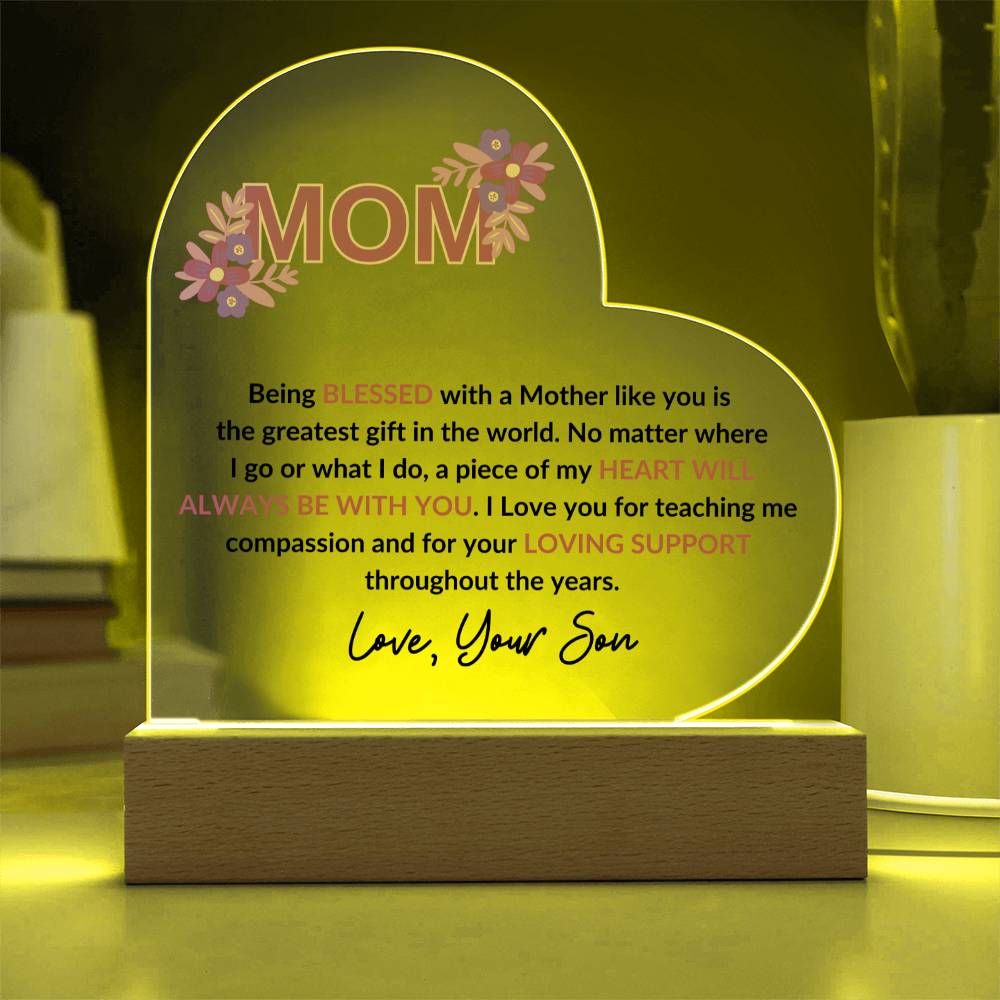 Mom | Love your Son | Heart Acrylic Plaque