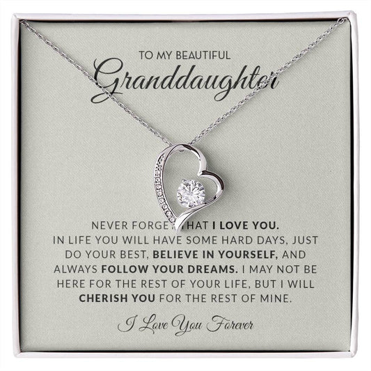 To My Granddaughter | Believe in Yourself | Forever Love Necklace