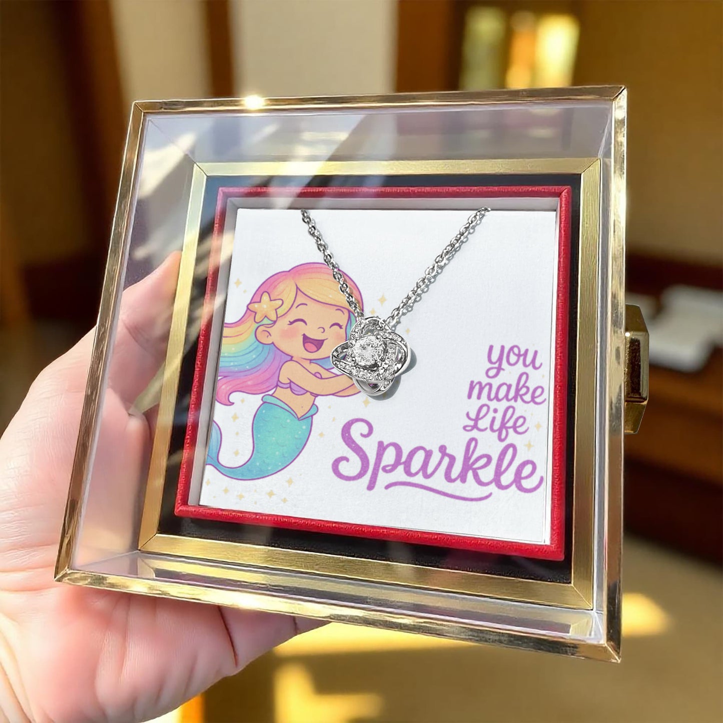 You make life sparkle - Love Knot Necklace - T