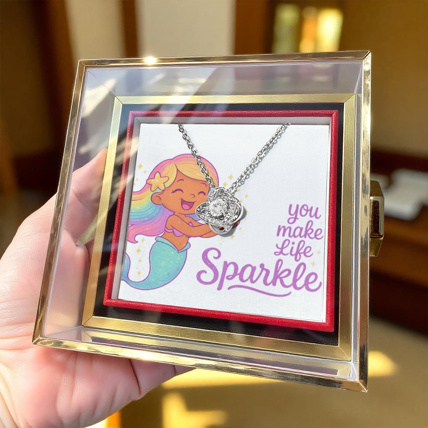You make life sparkle - Love Knot Necklace - T