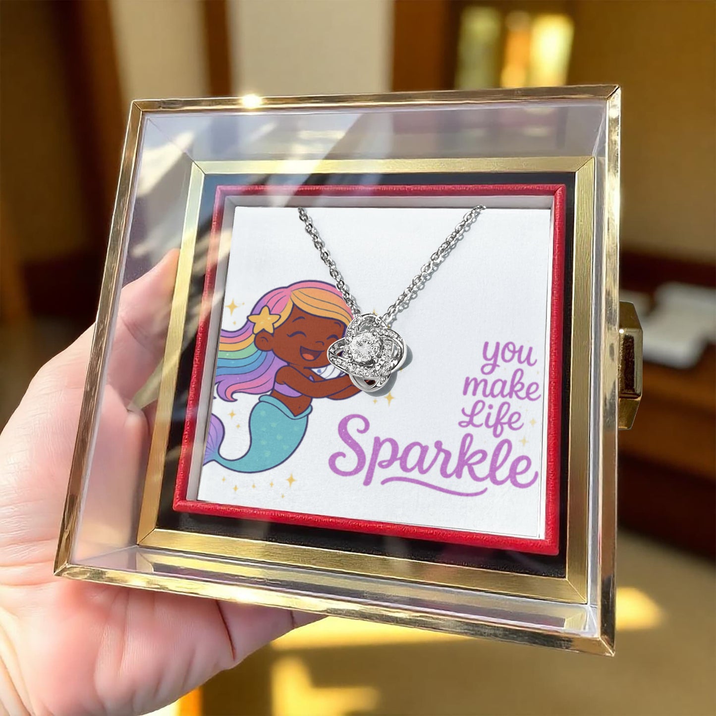 You make life sparkle - Love Knot Necklace - T