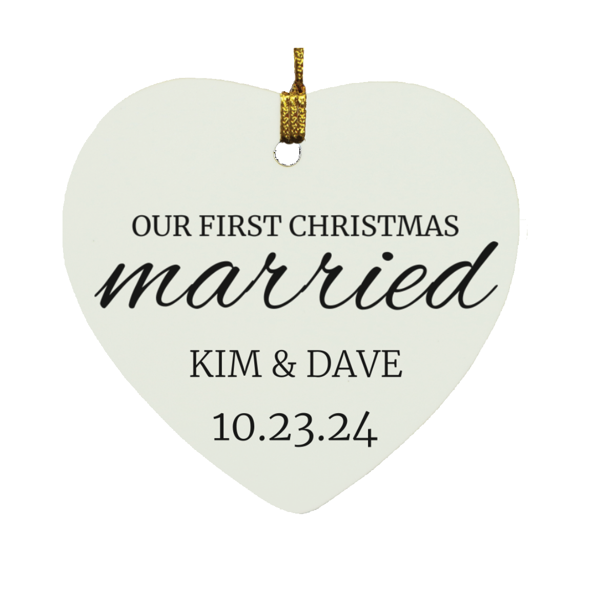 Our 1st Christmas Married Heart Ornament