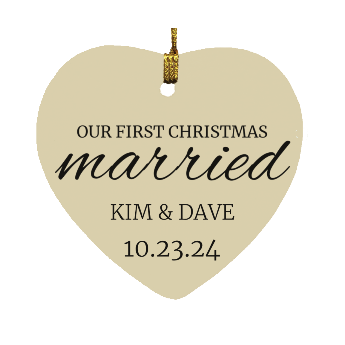 Our 1st Christmas Married Heart Ornament