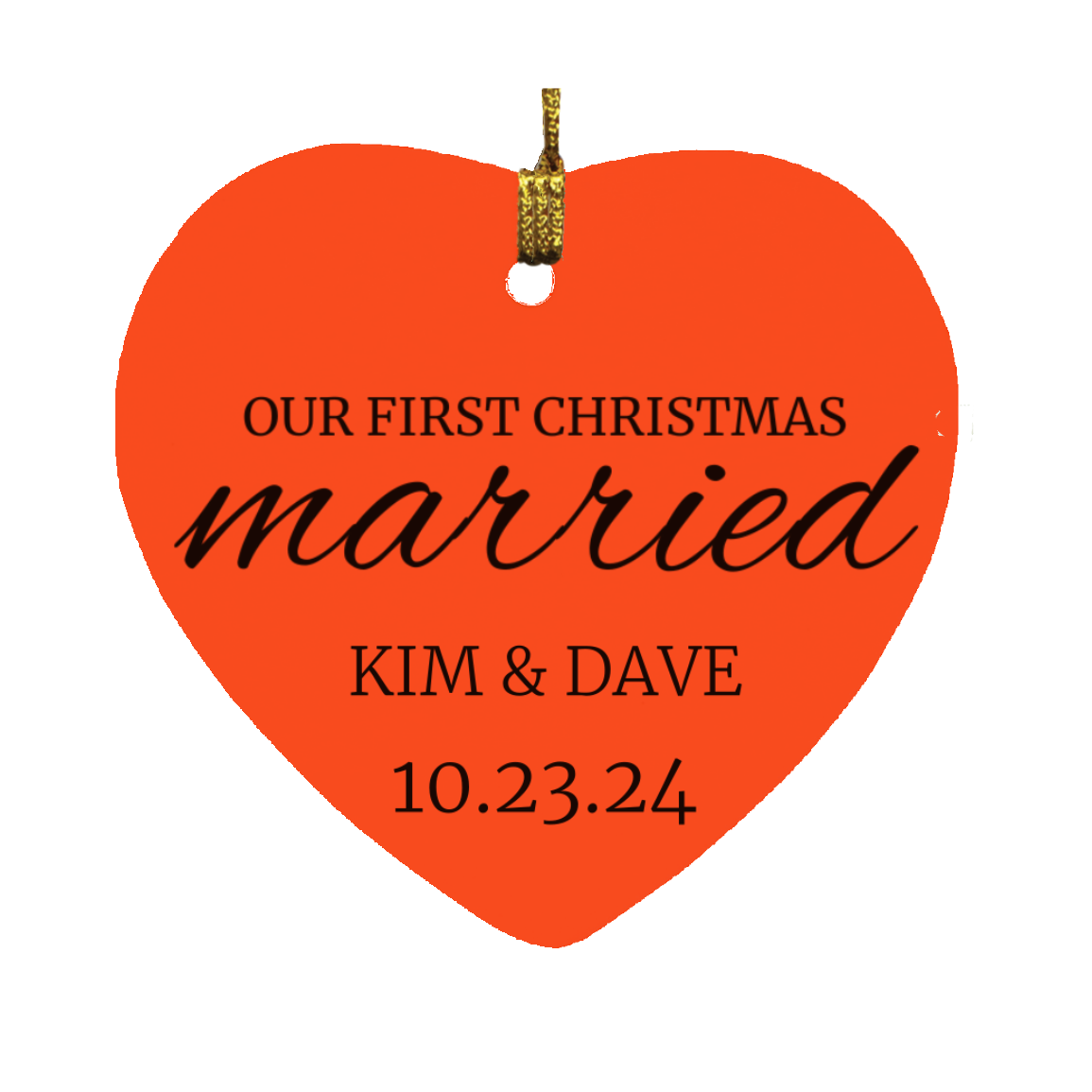 Our 1st Christmas Married Heart Ornament