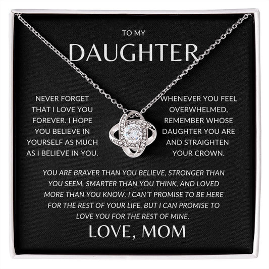 To my Daughter | Believe in yourself | Love Mom | Love knot necklace