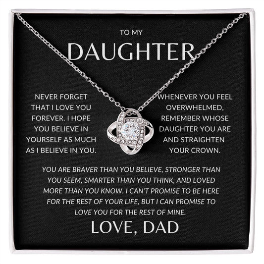 To my Daughter | Believe in yourself | Love Dad | Love knot Necklace