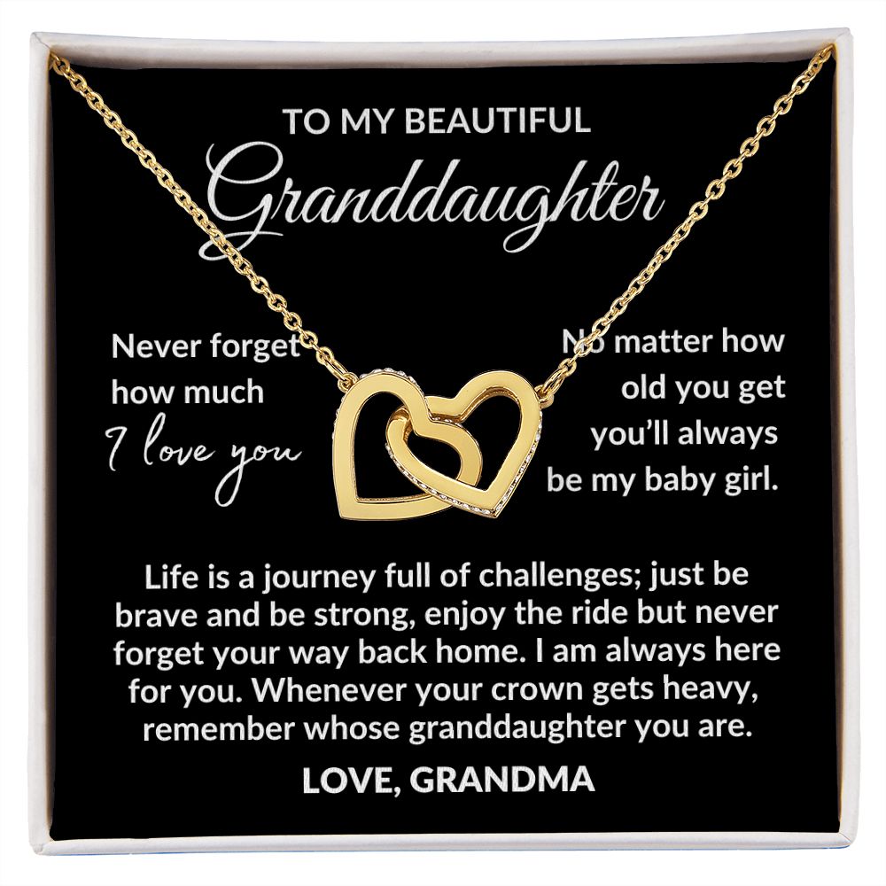 To my Granddaughter | Life is a journey | from Grandma | Interlocking hearts necklace