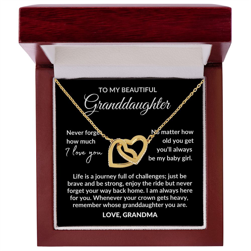 To my Granddaughter | Life is a journey | from Grandma | Interlocking hearts necklace