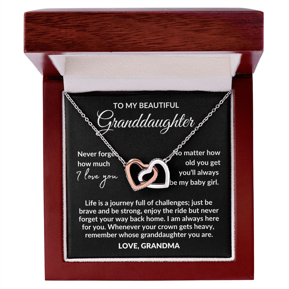To my Granddaughter | Life is a journey | from Grandma | Interlocking hearts necklace